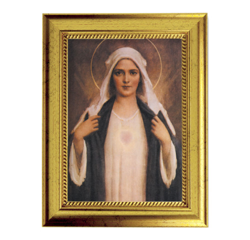 Immaculate Heart of Mary Gold-Leaf Framed Art | 5" x 7" | Style B