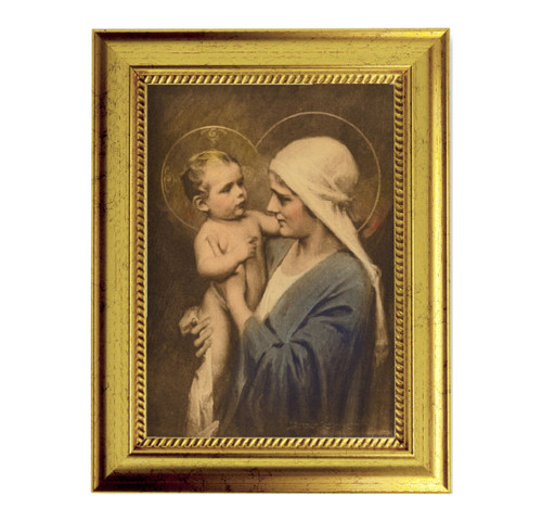 Jesus and Mary Gold-Leaf Framed Art | 5" x 7"