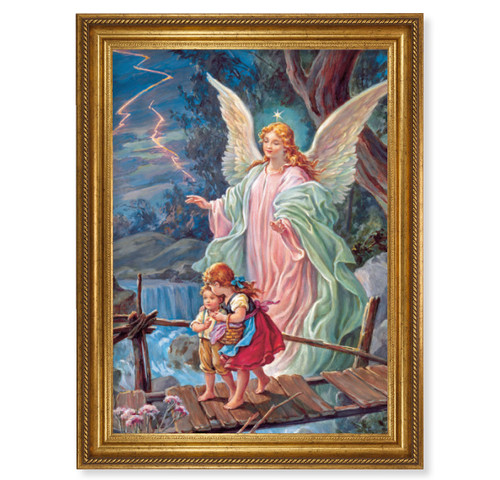 Guardian Angel Antique Gold-Leaf Framed Art | 19" x 27"