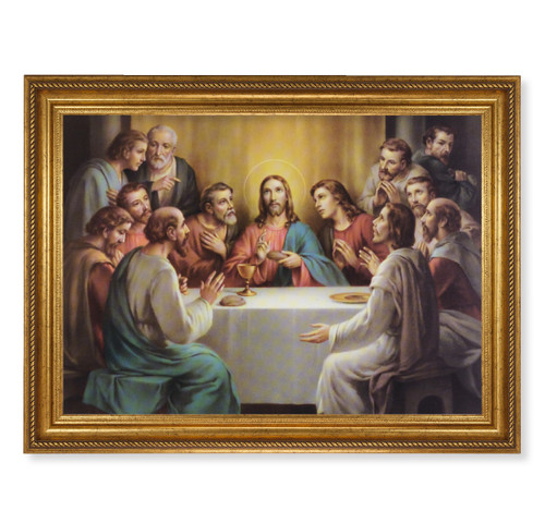 Last Supper Antique Gold-Leaf Framed Art | 19" x 27"