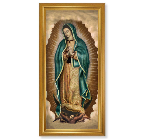 Our Lady of Guadalupe Gold Framed Art | 14" x 30"