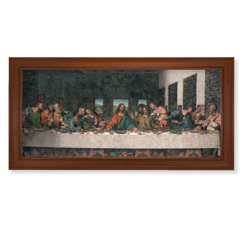 Last Supper (DaVinci) Walnut Finish Framed Art | 12" x 26"