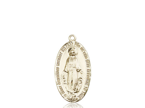 Large Miraculous Medal | Solid 14 Karat Gold | No Chain