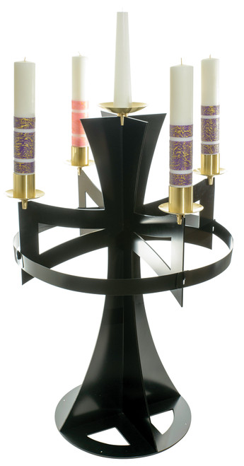 K612 Standing Contemporary Advent Wreath | Wrought Iron