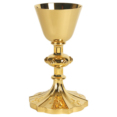 K970 Heavy Cast Stem & Node Chalice | 8-3/4", 8oz. | 24K Bright Gold-Plated