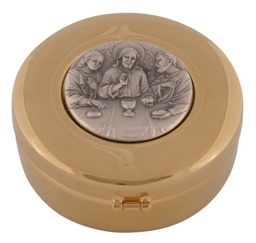 K143 Last Supper Hospital Pyx | 24K Gold-Plated | Holds 60 Hosts