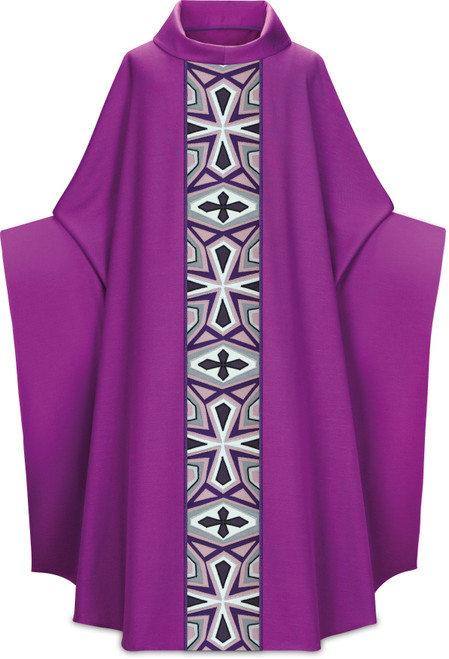 #5328 Handmade Mosaic Cross Monastic Chasuble | Roll Collar | Poly/Viscose | All Colors #5328 Handmade Mosaic Cross Monastic Chasuble | Roll Collar | Poly/Viscose | All Colors