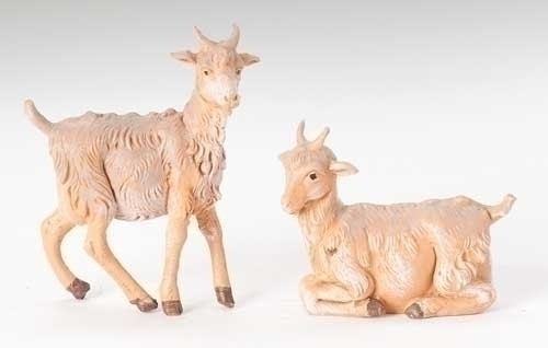 Set of Goats - 2 Pieces |  5" Scale | Fontanini Italian Nativity