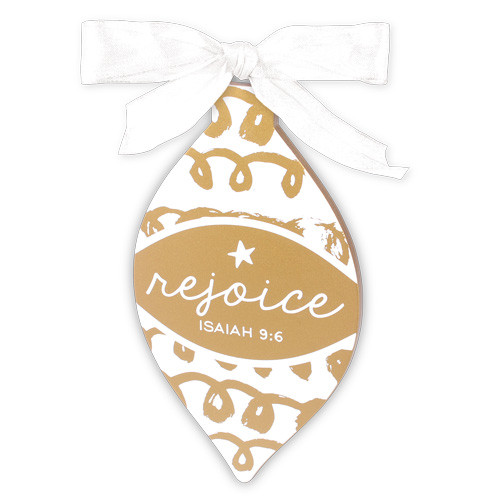 5.5" Gold & White Rejoice Ornament | Isaiah 9:6