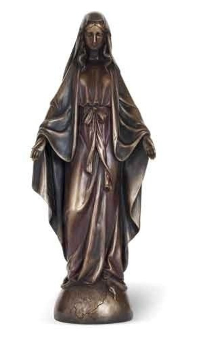 14" Bronze Finish Our Lady Of Grace Statue | Renaissance Collection | Resin/Stone