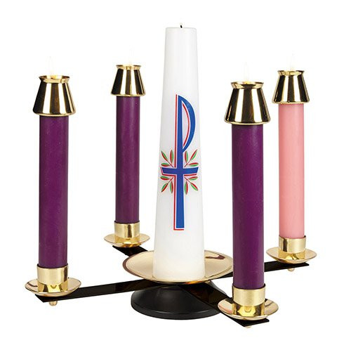 18" Advent Candle Holder | Wrought Iron/Brass