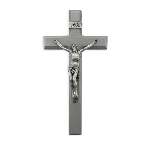 Camtry Gray Wood Wall Crucifix, 12" | Style D