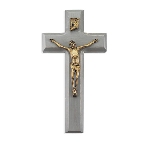 Camtry Gray Wood Wall Crucifix, 8"