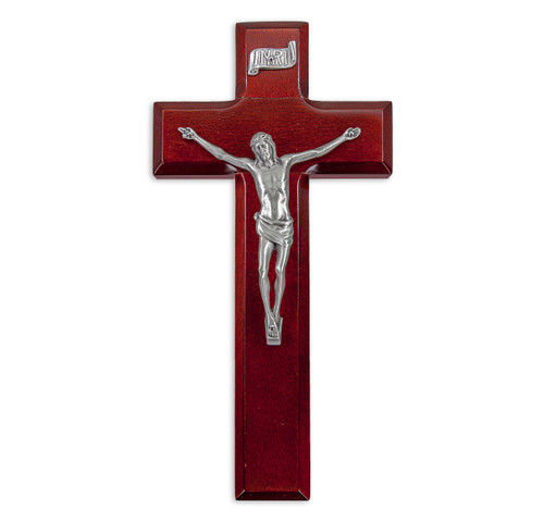Dark Cherry Wood Crucifix, 8"