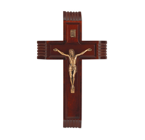 Dark Cherry Wood Sick Call Crucifix, 10" | Style B