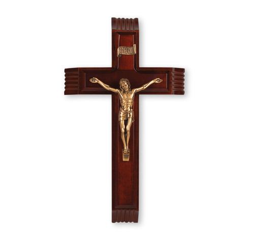 Dark Cherry Wood Sick Call Crucifix, 12"