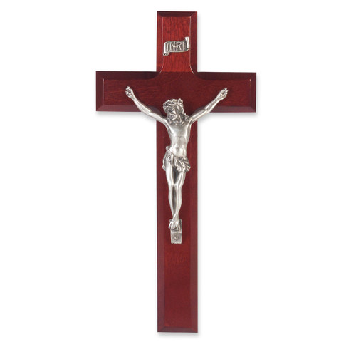 Dark Cherry Wood Wall Crucifix, 10" | Style C