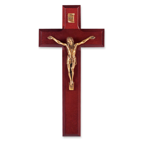 Dark Cherry Wood Wall Crucifix, 9" | Style C