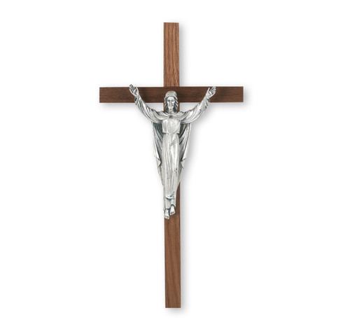Genuine Walnut Risen Christ Crucifix, 11"