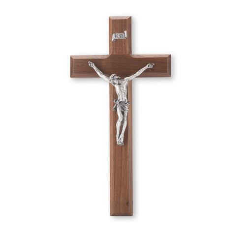 Genuine Walnut Wall Crucifix, 11"