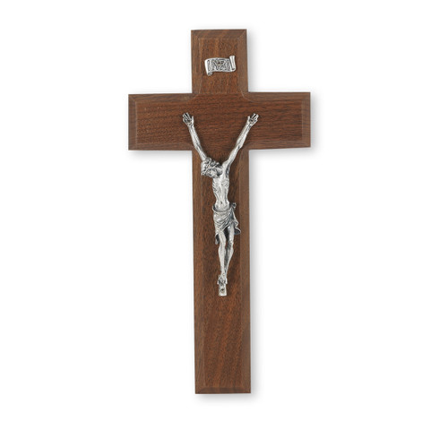Genuine Walnut Wall Crucifix, 8" | Style A