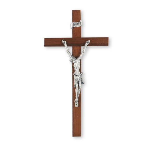 Genuine Walnut Wall Crucifix, 9" | Style L
