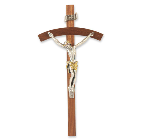 Genuine Walnut Wood Wall Crucifix, 8" | Style B