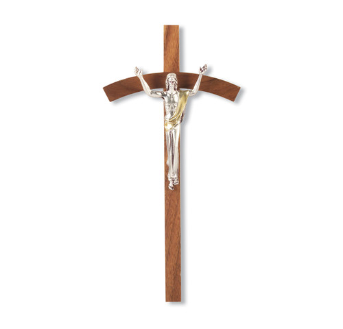 Genuine Walnut Wood Wall Crucifix,8"