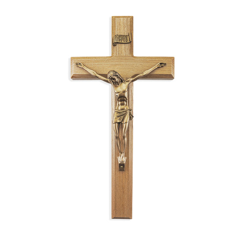 Oak Wood Wall Crucifix, 12" | Style A