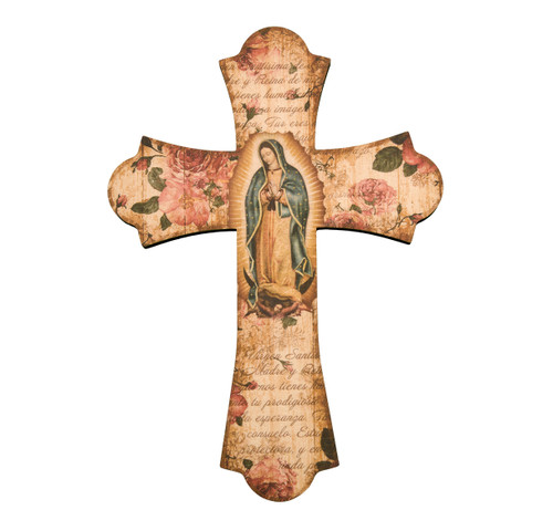 Our Lady of Guadalupe Wood Cross, 12"