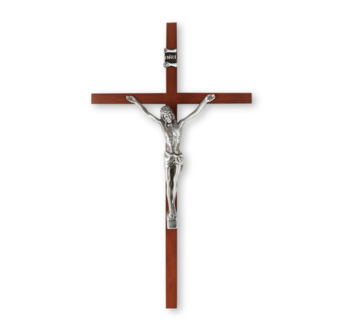 Wood Crucifix with Antique Silver Corpus | Style A