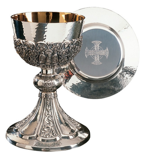 #2320 "The Byzantine" Chalice & Paten | 7 7/8", 16 oz. | Brass and/or Sterling Silver | Silver Plated