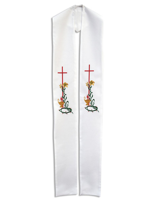 #100 Easter Crown of Thorns & Flower Embroidered Overlay Stole | All Colors