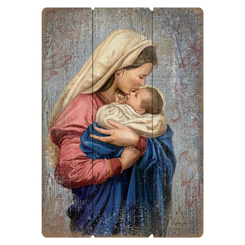 A Mother's Kiss: Madonna & Child Large Pallet Sign