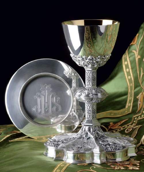 #2450 Chalice & Scale Paten | 9 3/8", 14oz. | Brass and Sterling Silver | 24K Gold Lined