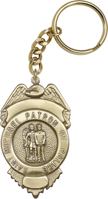 St. Michael the Archangel Gold Finish Badge Keychain