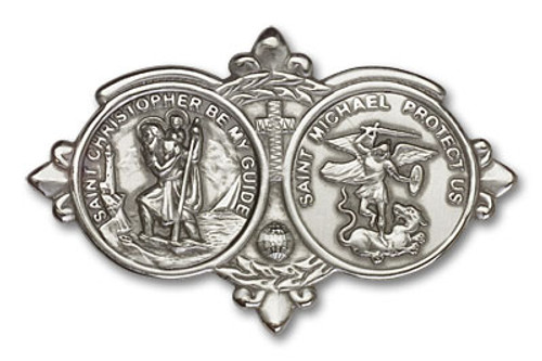 St. Christopher/St. Michael Visor Clip | Multiple Finishes Available