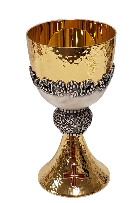 #485 Oxidized Silver Grape Chalice | 7", 16oz. | 24K Gold-Plated