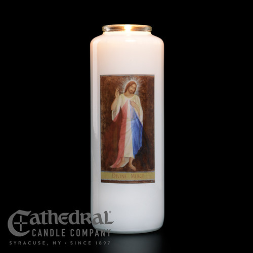 Single Divine Mercy 6-Day Glass Candles | One Candle