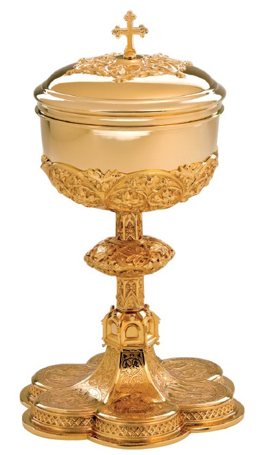 #2938-1 Covered Ciborium | 10 5/8", 150 Hosts | Brass | 24K Gold Plated