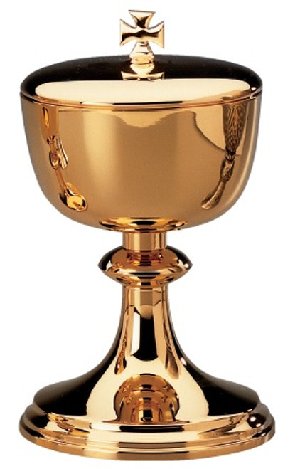 #2485 Ciborium | 7 1/4", 200 Hosts | Brass | Silverplated | Gold Plated