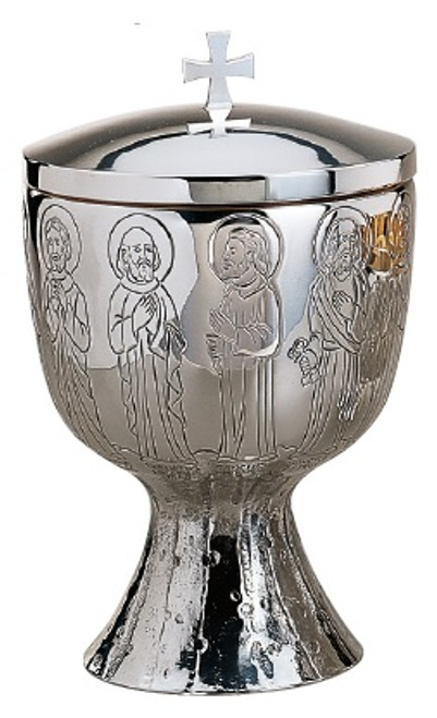 #2948-1 Twelve Apostles Covered Ciborium | 7 1/2", 250 Hosts | Sterling Silver | 24K Gold Lined