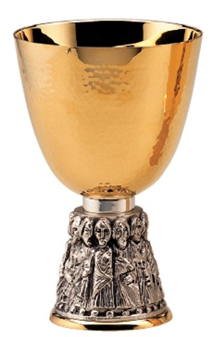 #2923 Twelve Apostles Chalice & Scale Paten | 6 1/2", 14oz. | Two Tone | 24K Gold Plated