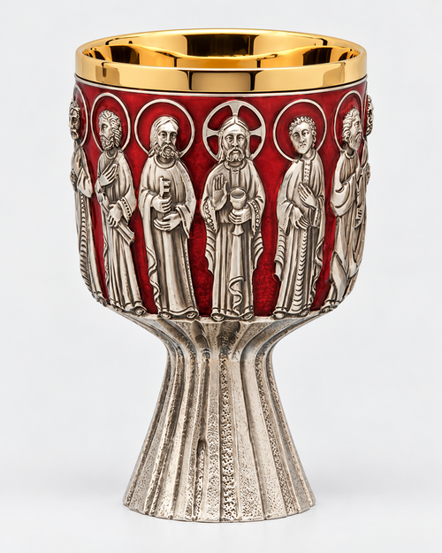 #AS-176 Last Supper Chalice & Dish Paten | 6 7/8", 19oz. | Multiple Finishes Available