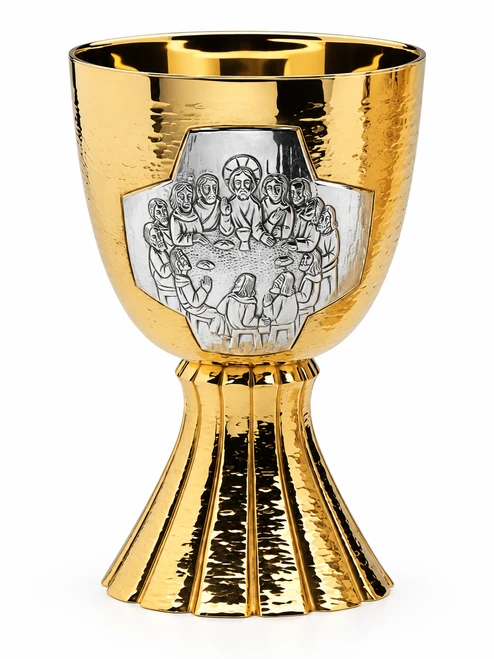 #2955 Last Supper Chalice & Bowl Paten | 6 1/2" | Two Tone | Made in Spain