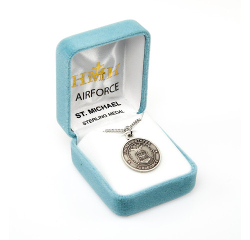 Sterling Silver Air Force Medal with St. Michael on Reverse Side
