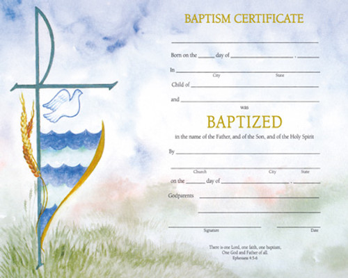 Watercolor Baptism Certificates | Box of 50