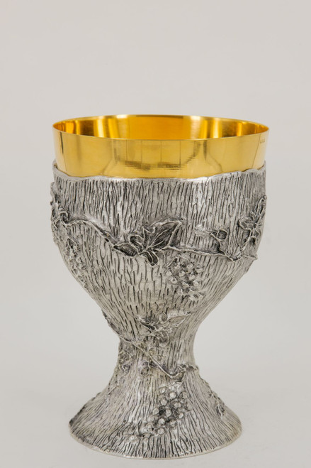 #236 Grapes & Wine Engraved Chalice | 6 3/8", 8oz. | Silver-Plated | Handmade in Italy