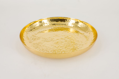 #456 Brass Hammered Bowl Paten | Holds 180 Hosts | 24K Gold-Plated | Handmade in Italy