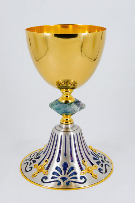 #601 Gemstone Node Chalice | 7 7/8", 8oz. | Silver & Gold-Plated | Handmade in Italy